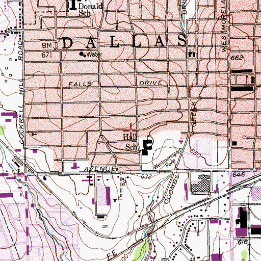 Topographic Map of Lenore Kirk Hall Elementary School, TX