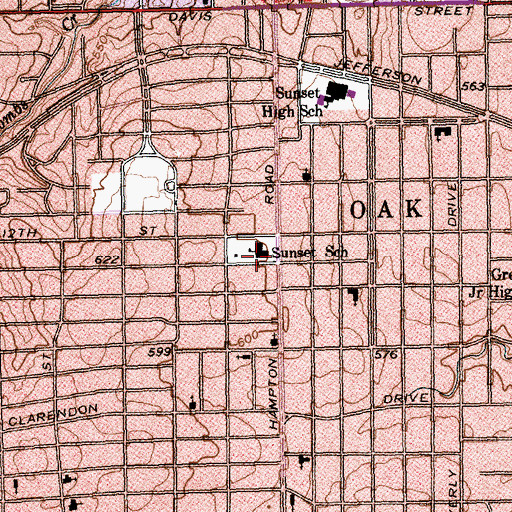Topographic Map of Lida Hooe Elementary School, TX