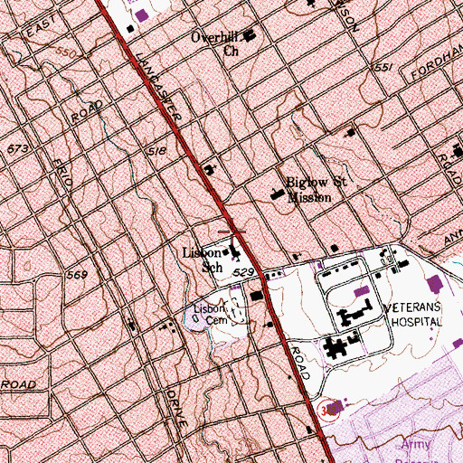 Topographic Map of Lisbon Elementary School, TX