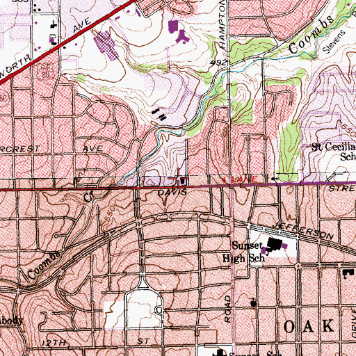 Topographic Map of Louise Wolff Kahn Elementary School, TX