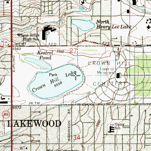 Topographic Map of Crown Hill Lake, CO