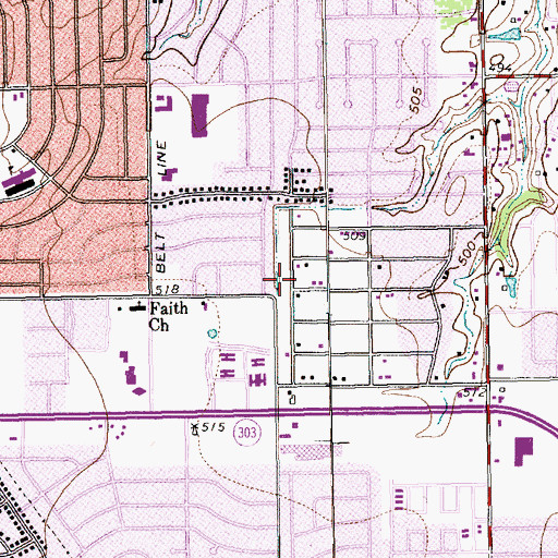 Topographic Map of Kennedy Middle School, TX