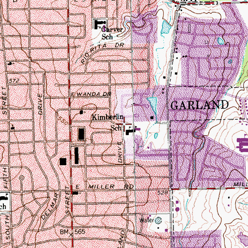 Topographic Map of Kimberlin Academy for Excellence, TX