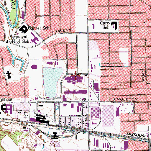 Topographic Map of L G Pinkston High School, TX