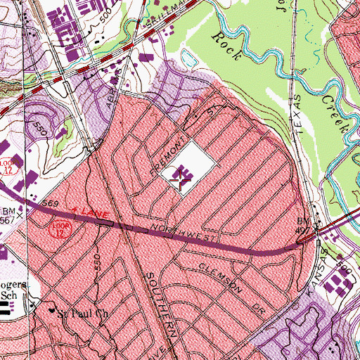 Topographic Map of L L Hotchkiss Elementary School, TX
