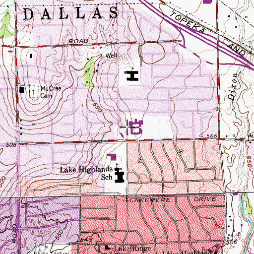 Topographic Map of Lake Highlands Junior High School, TX