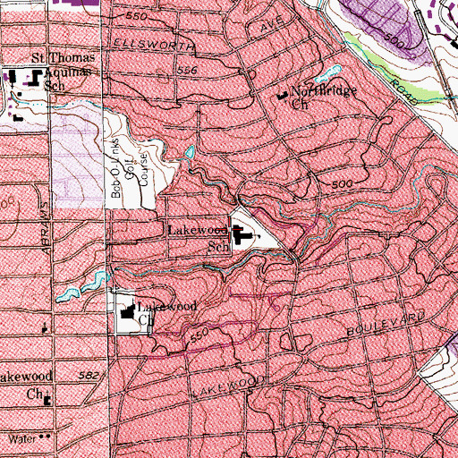 Topographic Map of Lakewood Elementary School, TX