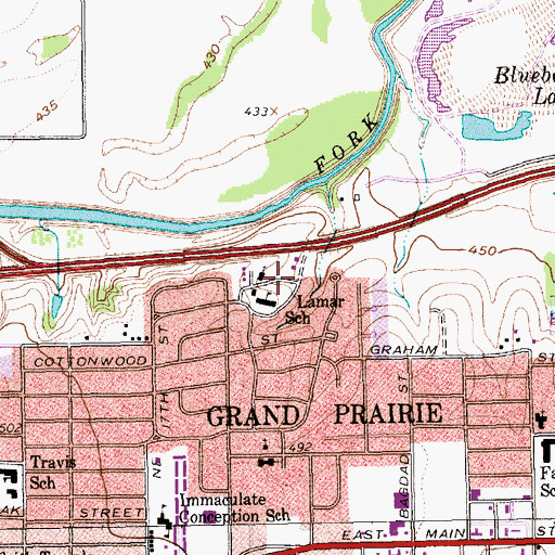 Topographic Map of Lamar Elementary School, TX