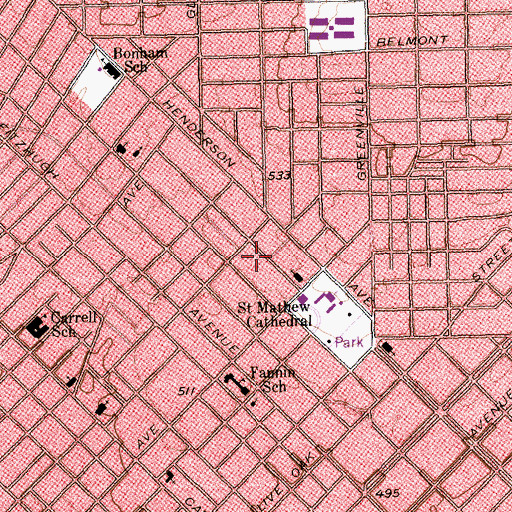 Topographic Map of John F Kennedy Learning Center, TX