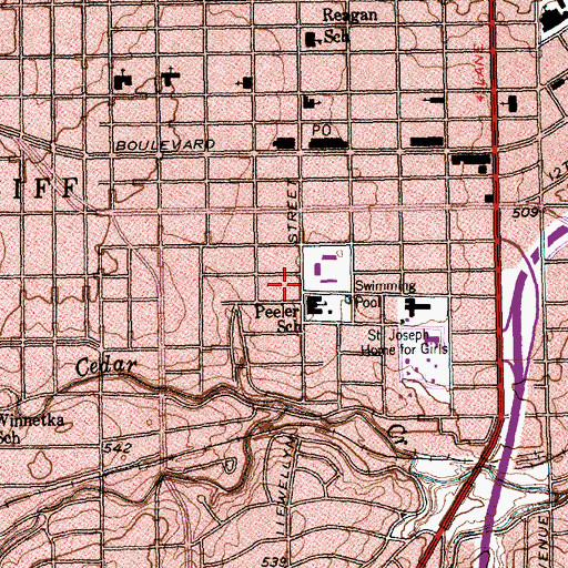 Topographic Map of John F Peeler Elementary School, TX