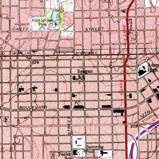 Topographic Map of John H Reagan Elementary School, TX