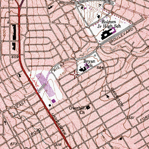 Topographic Map of John Neeley Bryan Elementary School, TX