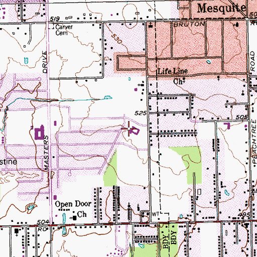 Topographic Map of John W. Runyon Elementary School, TX