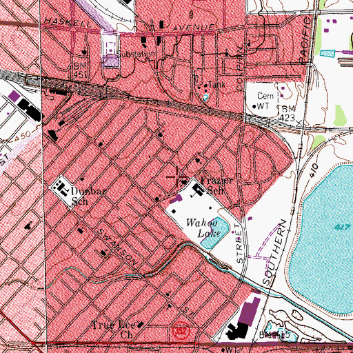 Topographic Map of Julia C Frazier Elementary School, TX