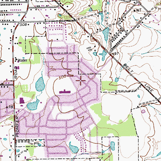 Topographic Map of Hodges Elementary School, TX