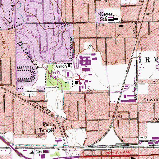 Topographic Map of Irving High School, TX