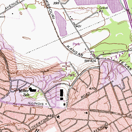 Topographic Map of J P Starks Elementary School, TX
