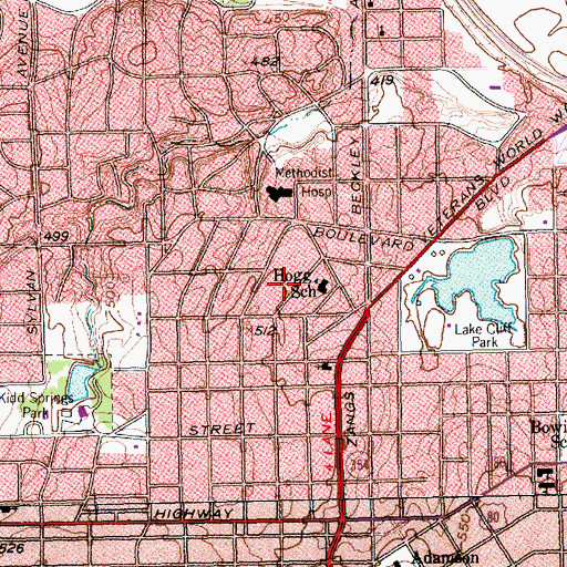 Topographic Map of James S Hogg Elementary School, TX