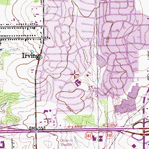 Topographic Map of Hanes Elementary School, TX