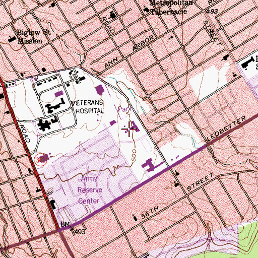 Topographic Map of Harry Stone Montessori School, TX