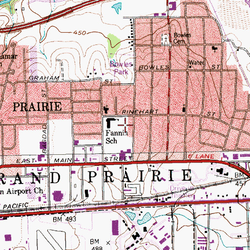 Topographic Map of Fannin Elementary School, TX