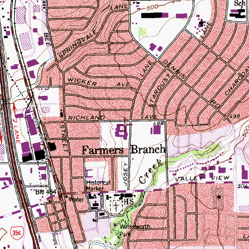 Topographic Map of Field Middle School, TX