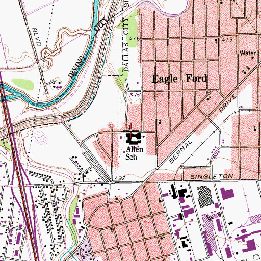 Topographic Map of Gabe P Allen Elementary School, TX