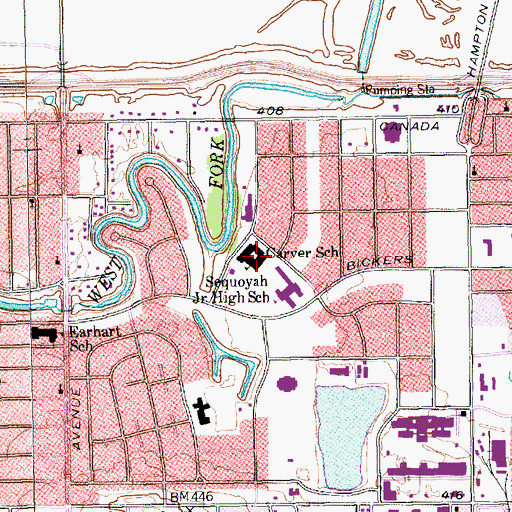Topographic Map of George W Carver Elementary School, TX