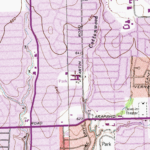 Topographic Map of Greenwood Hills Elementary School, TX