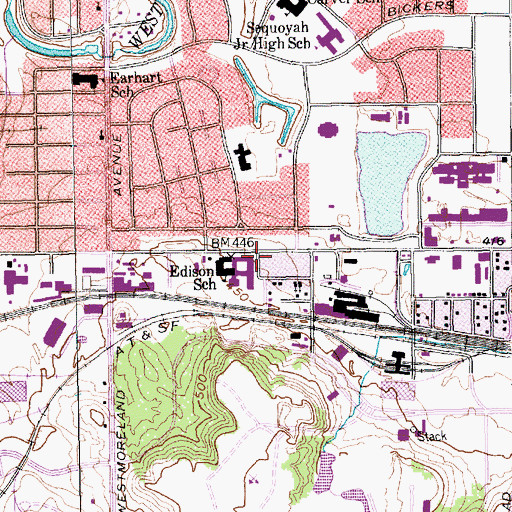 Topographic Map of Edison Learning Center, TX