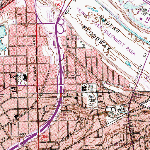 Topographic Map of School of Education and Social Services High School, TX