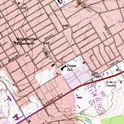 Topographic Map of Elisha M Pease Elementary School, TX