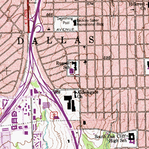 Topographic Map of Erasmo Seguin Elementary School, TX