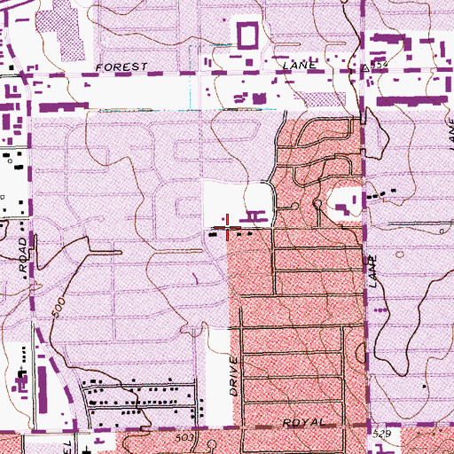 Topographic Map of Everett L Degolyer Elementary School, TX