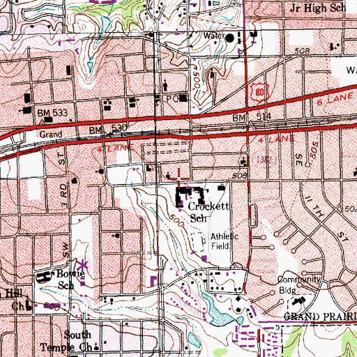 Topographic Map of Crockett Elementary School, TX