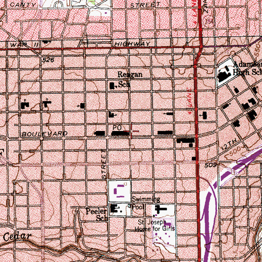 Topographic Map of Texans Can! Academy Oak Cliff Campus, TX