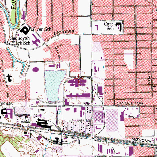 Topographic Map of Dallas Language Academy, TX