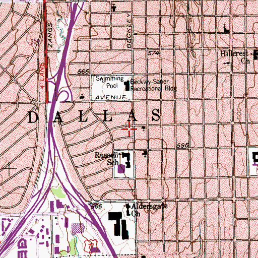 Topographic Map of Dallas Learning Alternative Center, TX
