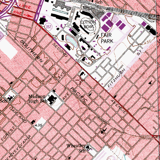 Topographic Map of Daniel James Learn Center, TX
