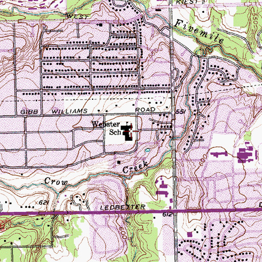 Topographic Map of Daniel Webster Elementary School, TX