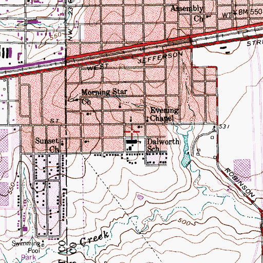 Topographic Map of Daniels Elementary School, TX