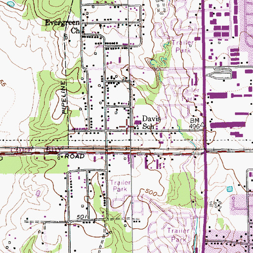 Topographic Map of Davis Elementary School - irving, TX