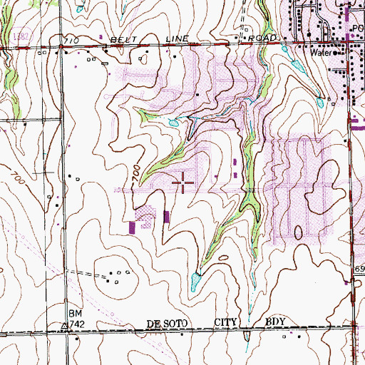 Topographic Map of De Soto High School, TX