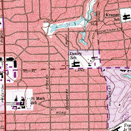 Topographic Map of Dealey Montessori Academy, TX