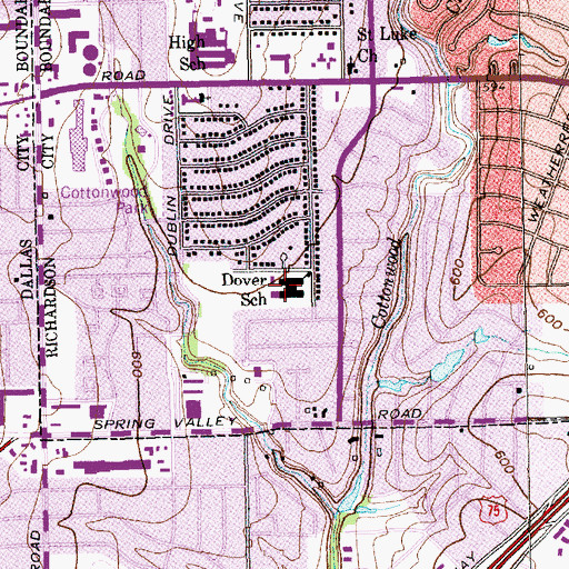Topographic Map of Dover Elementary School, TX