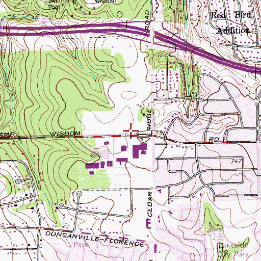 Topographic Map of Duncanville High School, TX