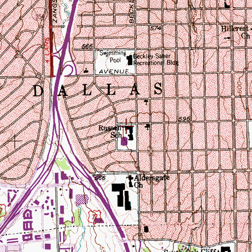 Topographic Map of Cleon P Russell Elementary School, TX