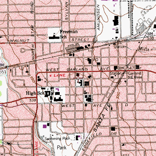 Topographic Map of Coop Behavioral Center, TX