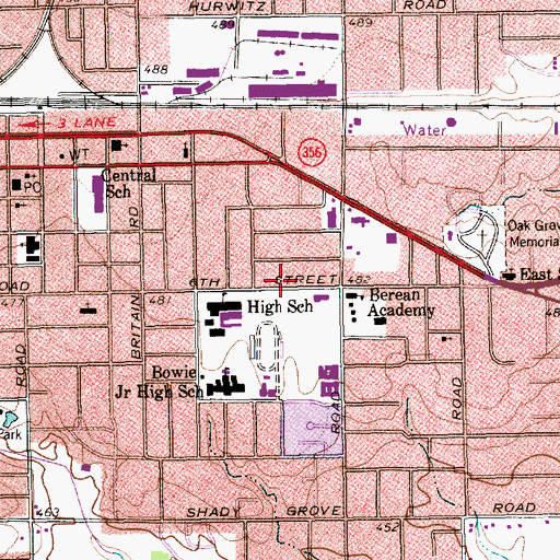 Topographic Map of Bowie Middle School, TX