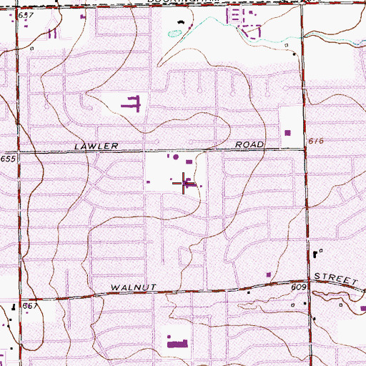Topographic Map of Bradfield Elementary School, TX